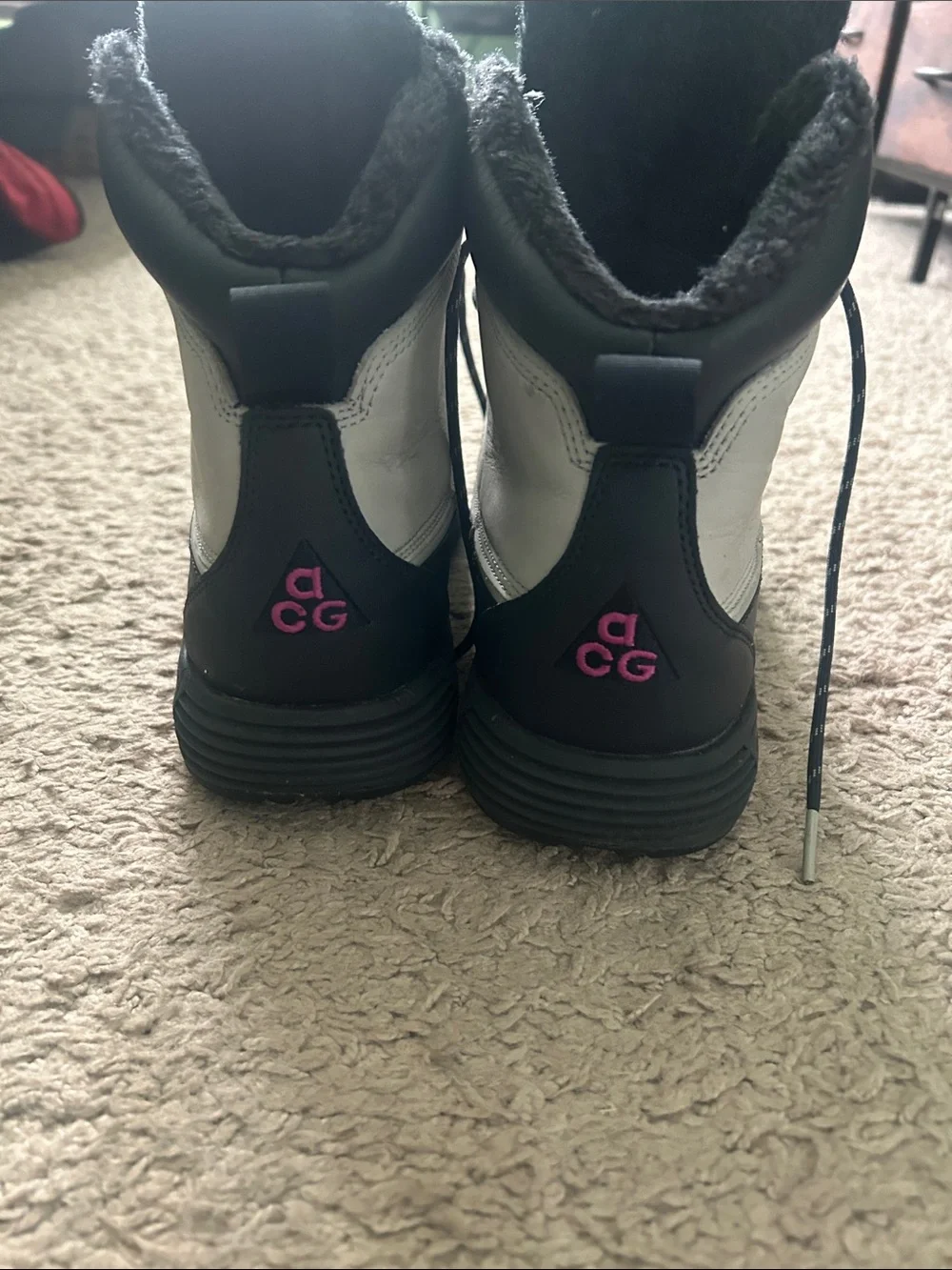 Nike ACG Black Winter Rain Boots with Pink Logo Accents